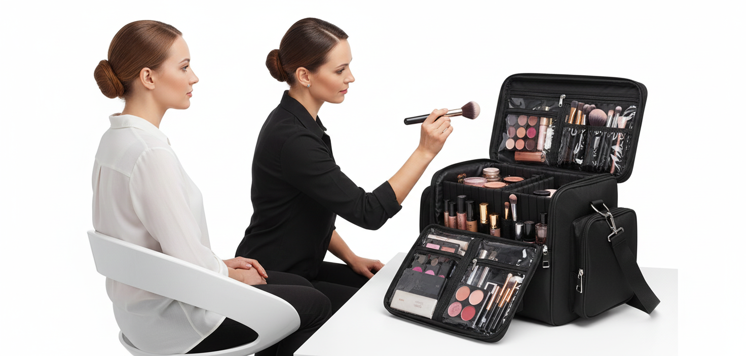 Makeup Brush Bag, Clear Makeup Brush Holder with Lid, Extra Large Capacity Travel 